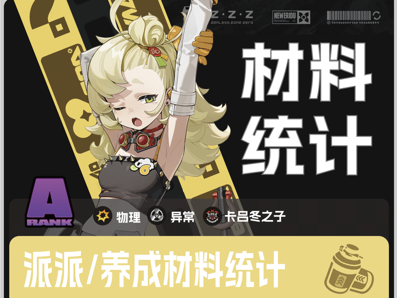 《绝区零》派派的培养成本还真不高，看清单屯材料