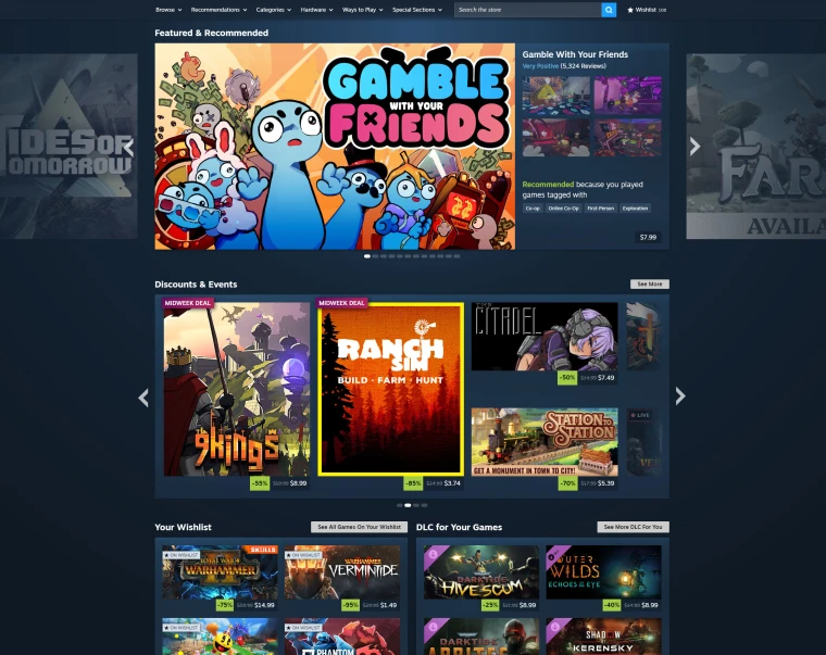 Steam商店重做结束，全新主页正式向所有用户开放