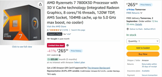 等等党这次真的赢了！7800X3D跌至历史最低