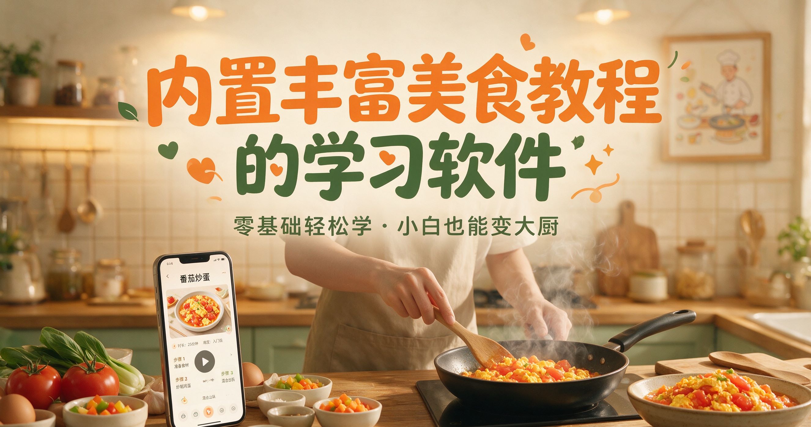 内置丰富美食教程的学习软件